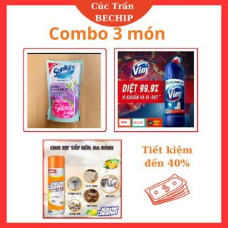 COMBO NƯỚC LAU SÀN SUNLIGHT, NƯỚC TẨY BỒN CẦU, CHAI XỊT TẨY RỬA ĐA NĂNG NHÀ BẾP CTB488 - BECHIP giá sỉ