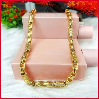 Bộ dây chuyền nam trang sức titan vòng cổ trúc rồng mặt khiên rồng cao cấp