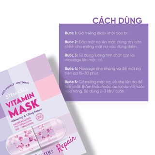 Hộp 10 Mặt Nạ - Mặt Nạ Giấy Cosme Stem Cell Vitamin Mask Whitening & Lifting Repair Dưỡng Trắng Hiệu Quả - NHS Cosmetic