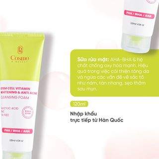 Sữa Rửa Mặt Cosme Whitening & Anti Acne Sạch Sâu Ngừa Mụn 120ml
