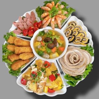 Tên sản phẩm: Bộ bát đĩa hoa mặt trời nhưa size đại 50cm, Bộ đĩa hoa mặt trời 7 chi tiết CTB804 - BECHIP