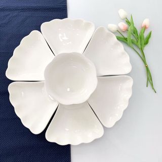 Tên sản phẩm: Bộ bát đĩa hoa mặt trời nhưa size đại 50cm, Bộ đĩa hoa mặt trời 7 chi tiết CTB804 - BECHIP