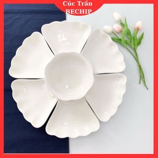 Tên sản phẩm: Bộ bát đĩa hoa mặt trời nhưa size đại 50cm, Bộ đĩa hoa mặt trời 7 chi tiết CTB804 - BECHIP giá sỉ