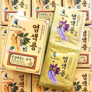 GỘI NHUỘM PHỦ BẠC MÀU ĐEN SÂM VÀNG (1 HỘP 10 GÓI KÈM BAO TAY)