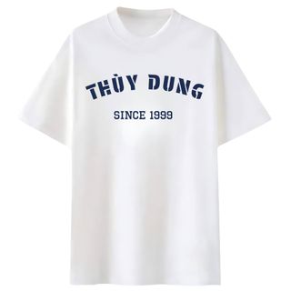 Áo thun trắng nam nữ, In tên theo yêu cầu mẫu Basic