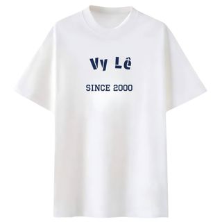Áo thun trắng nam nữ, In tên theo yêu cầu mẫu Basic