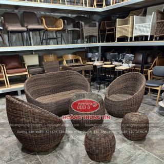 Sofa trứng tròn ghế mây tròn sofa nhựa giả mây