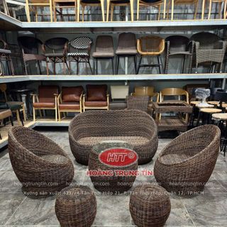 Sofa trứng tròn ghế mây tròn sofa nhựa giả mây