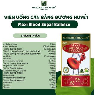 Viên Uống Cân Bằng Đường Huyết Maxi Blood Sugar Balance- Wealthy Health
