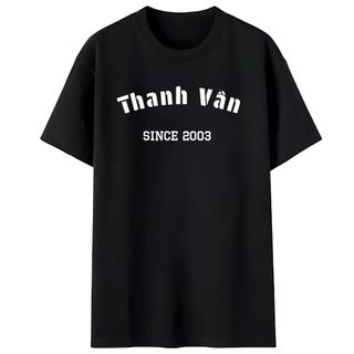 Áo thun đen nam nữ, In tên theo yêu cầu mẫu Basic