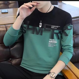 áo tay dài nam đen phối xanh in chữ loang - giá sỉ cạnh tranh