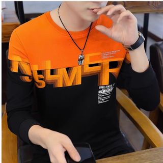 áo đen phối vàng cam in chữ loang - giá sỉ cạnh tranh