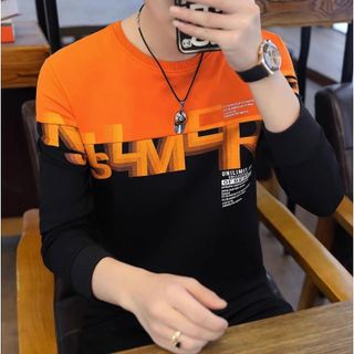 áo đen phối vàng cam in chữ loang - giá sỉ cạnh tranh