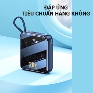 Pin sạc dự phòng 20000mAh REMAX RPP-51 - Pin Dự Phòng Sạc nhanh 22.5W, Sạc Pin kèm 2 cáp Type-C & Lightning, đèn pin