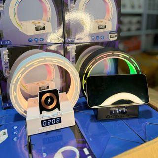 Loa Bluetooth L35, Loa Đế Sạc Không Dây, Đồng Hồ Điện Tử, Dải LED RGB, Gắn USB, Thẻ Nhớ