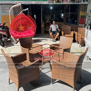 Ghế cafe mây nhựa ngoài trời ghế diana khung nhôm sơn tĩnh điện đan sợi nhựa giả mây dẹp tốt ghế phom lớn