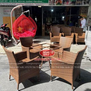 Ghế cafe mây nhựa ngoài trời ghế diana khung nhôm sơn tĩnh điện đan sợi nhựa giả mây dẹp tốt ghế phom lớn giá sỉ