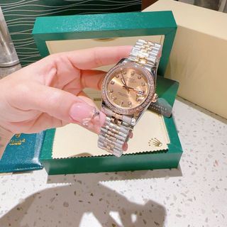 ĐỒNG HỒ NAM NỮ CAO CẤP RÔ LE DÂY THÉP MẶT MÀU KÍNH SAPHIRE VIỀN ĐÁ