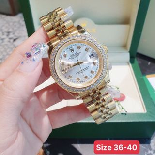 ĐỒNG HỒ NAM NỮ CAO CẤP RÔ LE DÂY THÉP MẶT KÍNH SAPHIRE VIỀN ĐÁ 2