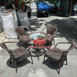 Bộ ghế thúng mắc cáo ngoài trời bàn ghế nhựa giả mây tại xưởng Sản Xuất