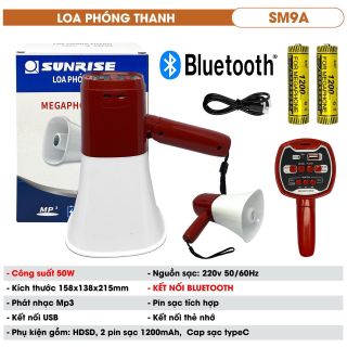 Loa phóng thanh sunrise SM9A 2pin hỗ trợ blutooth,usb và thẻ nhớ giá sỉ - giá bán buôn giá sỉ