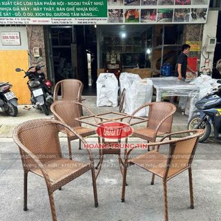 Bộ ghế cafe nhựa giả mây ghế nhật giả gổ