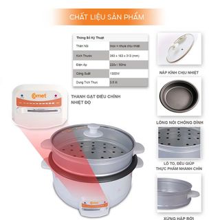 NỒI LẨU ĐIỆN CM7732-3.5L-KÈM XỬNG HẤP