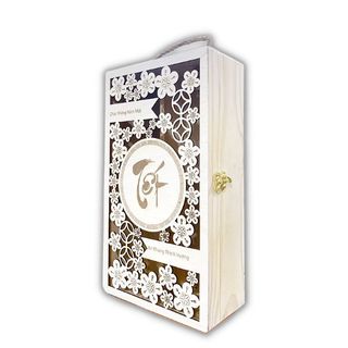 Hộp gỗ quà tết hoa mai độc đáo - hộp gỗ thông - 21x36x10cm