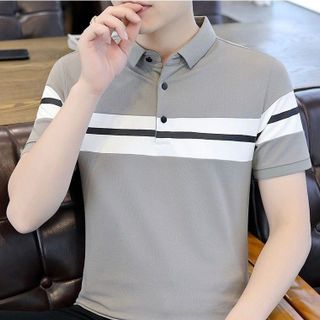 áo cá sấu xám in sọc ngang - giá sỉ cạnh tranh
