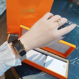 ĐỒNG HỒ NỮ CAO CẤP HEMES DÂY DA MẶT TIA NIỀNG TRƠN VÀNG 1
