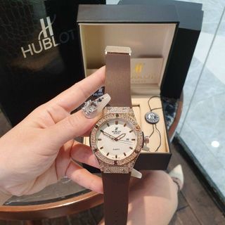 HOT SALE ĐỒNG HỒ NAM NỮ THỜI TRANG HUB 2 VIỀN HỘT DÂY CAO SU 2