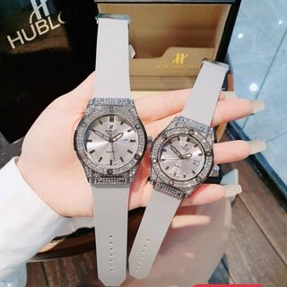 HOT SALE ĐỒNG HỒ NAM NỮ THỜI TRANG HUB 2 VIỀN HỘT DÂY CAO SU 2
