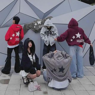 Áo khoác hoodie zip in chữ nổi PREFACE dây kéo 2 đầu