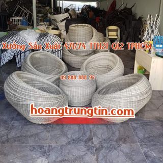 Ghế con sò dây tròn ghế mây tròn ghế trứng dây tròn nhựa giả mây