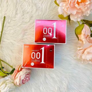 Bao cao su 0.01 OLO đỏ, bao cao su siêu mỏng 0.01mm, nhiều gel nóng ấm siêu truyền nhiệt, hộp 10 bcs
