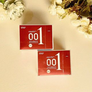 Bao cao su 0.01 OLO đỏ, bao cao su siêu mỏng 0.01mm, nhiều gel nóng ấm siêu truyền nhiệt, hộp 10 bcs