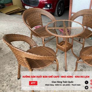 Bàn ghế cafe nhựa giả mây giá rẻ tại xưởng sản xuất