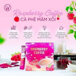 Cafe giảm cân mâm xôi Raspberry coffee - chính hãng check qr code - mẫu mới nhất (hộp 15 gói)