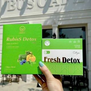Giảm cân rubiss detox plus collagen peptide tặng kèm hộp fresh detox - Cam kết chính hãng có tem lớp bạc soạn tin tổng đài