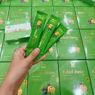 Giảm cân rubiss detox plus collagen peptide tặng kèm hộp fresh detox - Cam kết chính hãng có tem lớp bạc soạn tin tổng đài