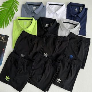 Bộ cổ trụ nữ + quần đùi thun 1lớp logo thêu mới Phom chất chuẩn đẹp Size m.l.xl.xxl Ri 2222 Tách nửa ri được