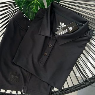 Bộ cổ trụ nữ + quần đùi thun 1lớp logo thêu mới Phom chất chuẩn đẹp Size m.l.xl.xxl Ri 2222 Tách nửa ri được