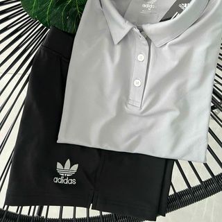 Bộ cổ trụ nữ + quần đùi thun 1lớp logo thêu mới Phom chất chuẩn đẹp Size m.l.xl.xxl Ri 2222 Tách nửa ri được