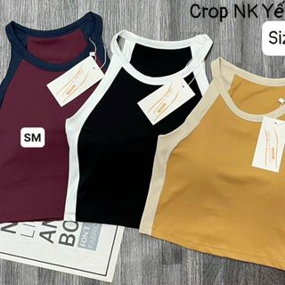 Crop yếm phối 3 màu size SML Chất thun lạnh mềm mịn, crop có sẵn mút