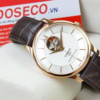 ĐỒNG HỒ NAM CƠ SIÊU CẤP TISỌT DÂY DA KÍNH SAPHIRE LỘ MÁY MẶT TRẮNG VIỀN ĐỒNG 4