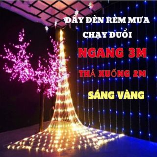 DÂY ĐÈN CHỚP NGANG 3M DÀI 2M HIỆU ỨNG THÁC NƯỚC SÁNG VÀNG giá sỉ