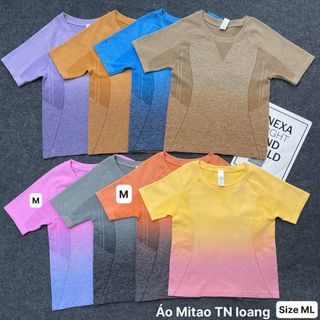 Áo Mitao tay ngắn loang 8 màu size ML Chất thun dệt