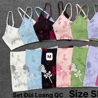 Set đùi loang QC  ✅ 7 màu size SML ✅ Chất thun dệt, bra mút rời giá sỉ