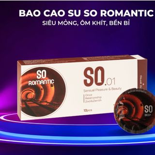 Bao cao su SO ROMANTIC size 52mm siêu mỏng, hương chocolate 12 cái/ hộp giá sỉ