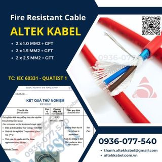 Cáp chống cháy chống nhiễu Altek Kabel 2 x 1.5 mm2 + GFT, IEC 60331 giá sỉ